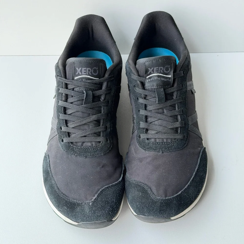 Xero Shoes Wynn Sneakers Mens 11 Black Barefoot Suede Minimalist Zero Drop